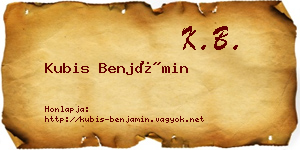 Kubis Benjámin névjegykártya
